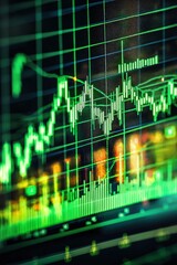 Bullish stock market chart glowing with green financial growth