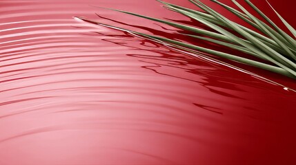 Obraz premium Serene Red Water Surface with Green Grasses
