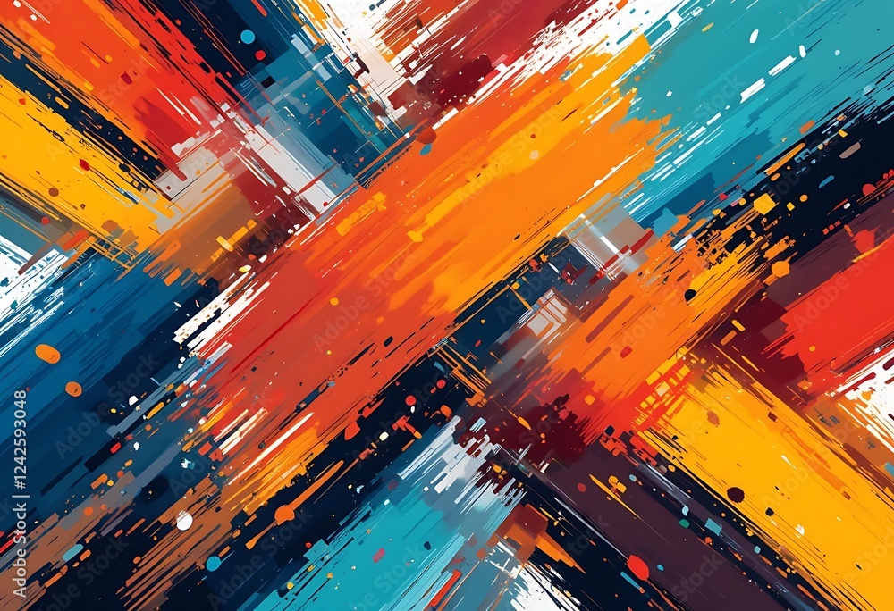 Poster abstract colorful brushstrokes intersect dynamically