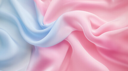 Obraz premium 淡いピンクとブルーの柔らかい布が画面いっぱいに広がったテクスチャー背景画像を描いたAI生成画像