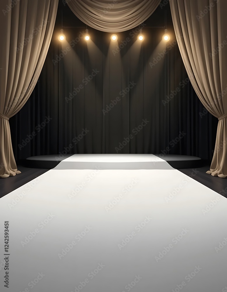 Poster elegant stage setting with curtains and runway