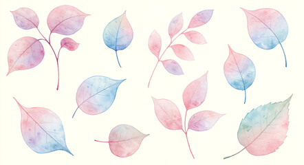 Obraz premium watercolor leaves for Digital Composition isolated on white background . Generative AI