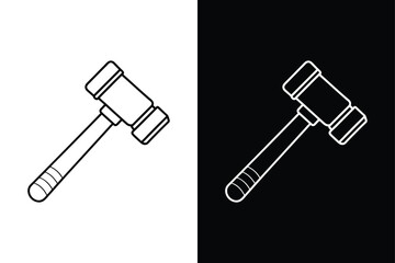 Outline Reflex Hammer Icon for Medical and Diagnostic Applications