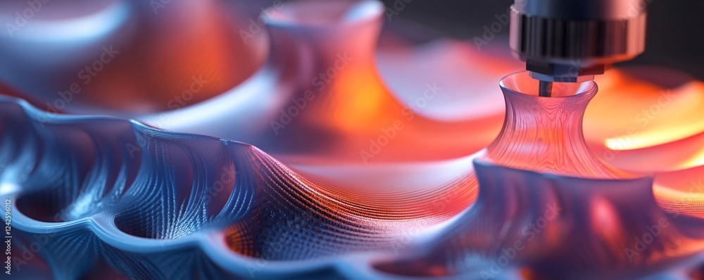 Aufkleber 3d printer is creating a complex organic shape with molten plastic filament