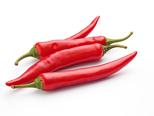 Vibrant Red Chili Peppers on White Background