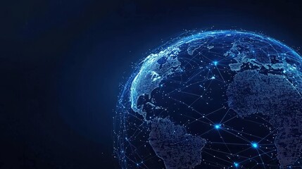 Fototapeta premium Global Data Networks in Blue