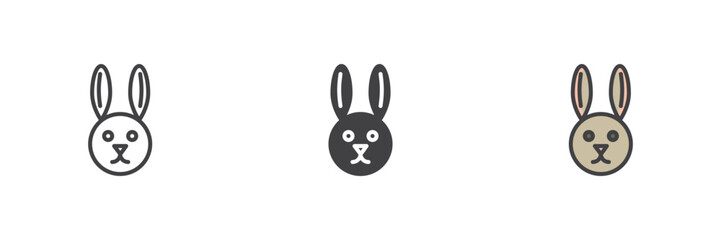 Rabbit's head different style icon set