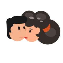 Kiss of a man and a woman. Romantic relationships, vector illustration.