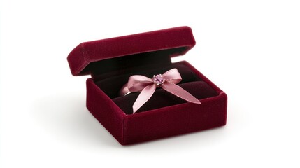 Ring, velvet box, pink bow, studio shot, gift