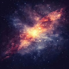 Cosmic Nebula Watercolor Painting of a Starry Galaxy