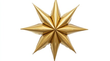 Obraz premium Gold star balloon, festive decoration, studio shot, white background, party decor