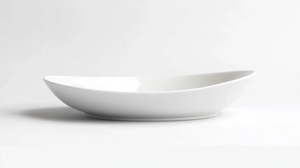 White porcelain serving boat on white background, studio shot, food presentation