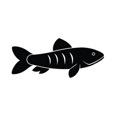 Hillstream Loach Silhouette Vector Art and Black Fish Design Illustration