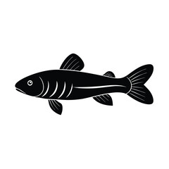 Hillstream Loach Silhouette Vector Art and Black Fish Design Illustration