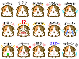Naklejka premium ゆるかわなモルモットの落書き風イラスト素材セット2
