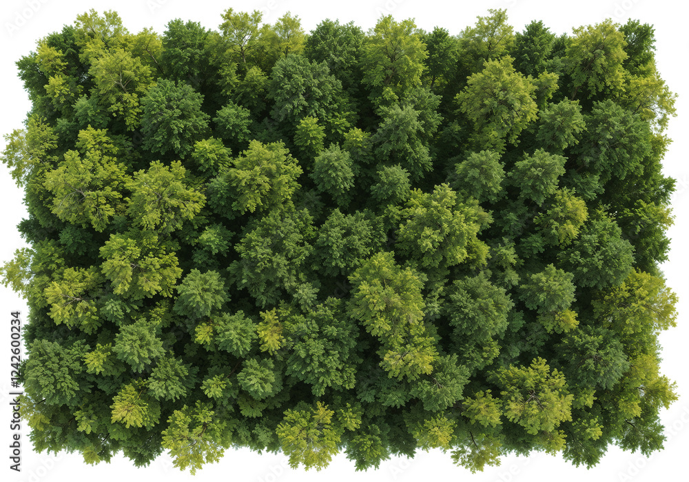 Poster trees from above for digital composition isolated on white background . generative ai