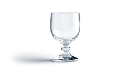 Obraz premium Empty stemmed glass, white background, studio shot, beverage advertising