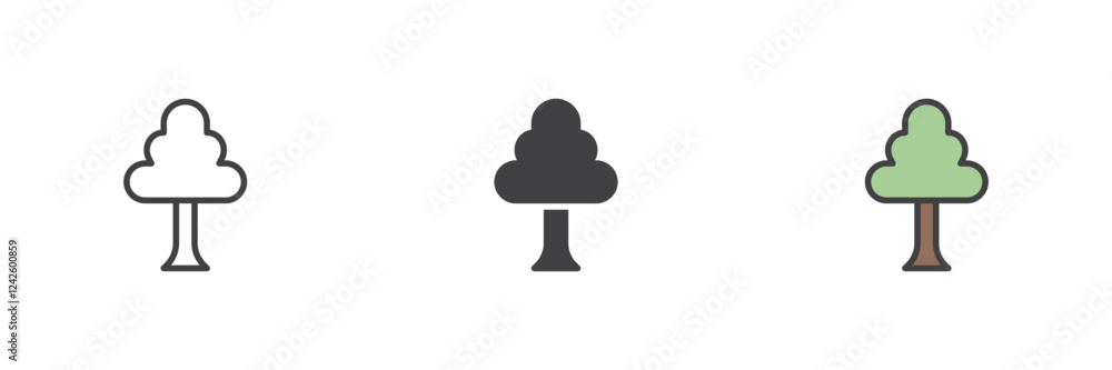 Aufkleber tree different style icon set