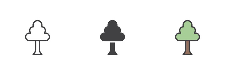 Tree different style icon set