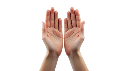 Two hands cupped together, covered in a white substance, against a black background. Hands are light skinned.