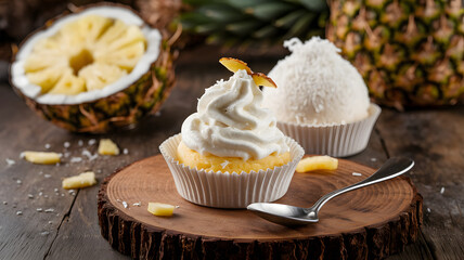 White chocolate filled with coconut pineapple sorbet cream
