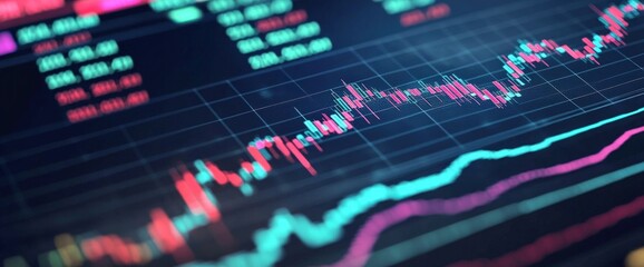 Digital financial dashboard with live stock market movements