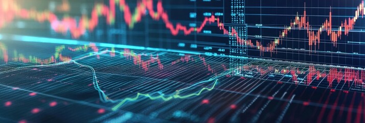 Digital financial graphs with predictive stock market analysis