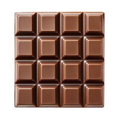 Obraz premium Milk chocolate bar with smooth glossy surface and beveled edges isolated on a transparent background