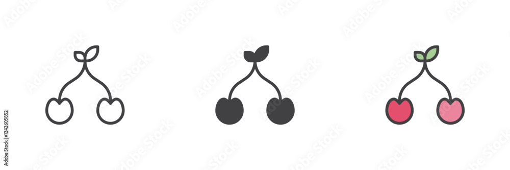 Poster pair of cherries different style icon set