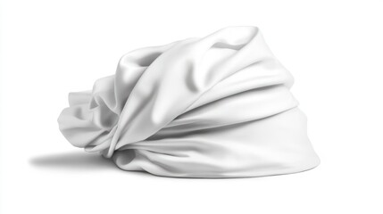 White fabric crumpled heap, studio shot, clean background, mockup