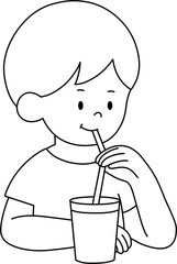 빨대 남아 흑백