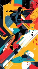 Fototapeta premium Abstract Artwork Depicting A Snowboarder In Motion