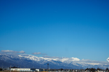 白馬連峰が綺麗に見える、安曇野の平野