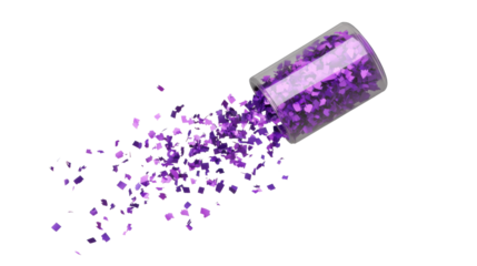 Purple confetti popper isolated on white background 