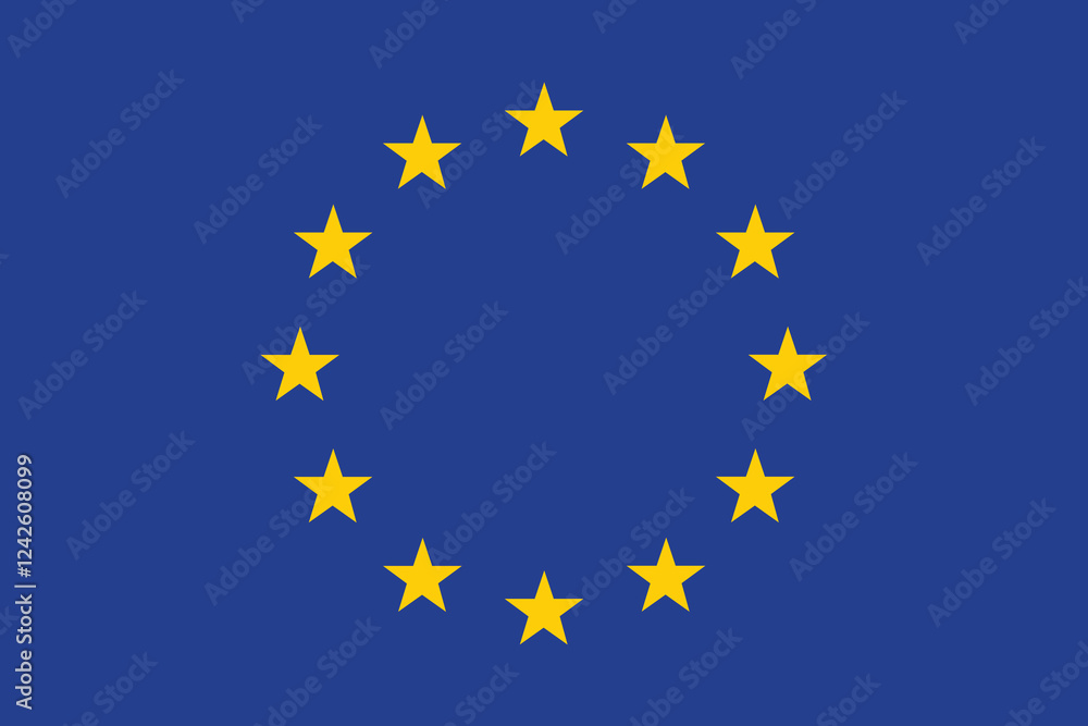 Poster flag of the european union. flag icon. a rectangular flag. standard color. standard size. computer i