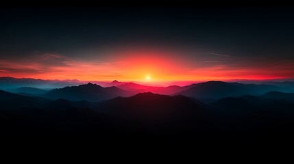 Breathtaking sunrise over misty mountains, showcasing vibrant colors and serene landscape beauty