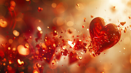 an abstract background with shattered heart fragments