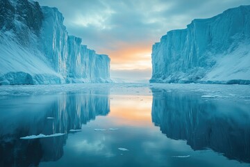 Fototapeta premium Perito moreno glacier reflecting on lago argentino in patagonia, argentina