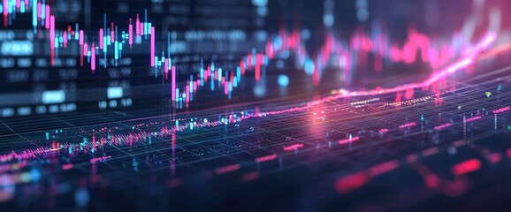 Glowing digital stock chart showing upward financial growth