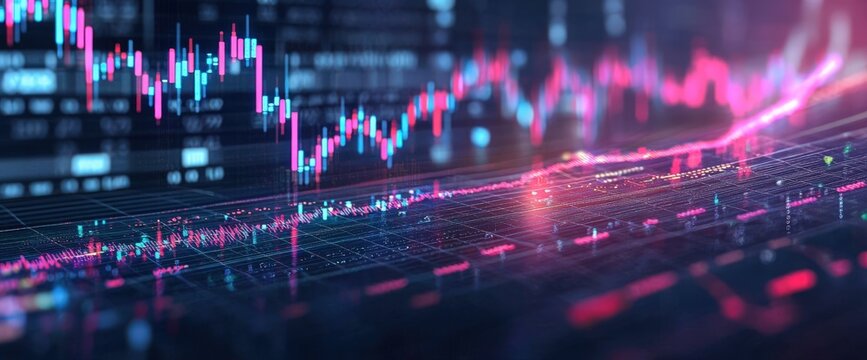 Glowing digital stock chart showing upward financial growth
