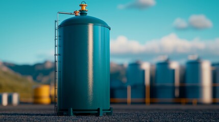 Obraz premium Gas storage tank in industrial setting