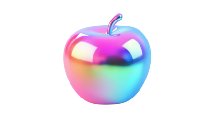 Holographic apple icon isolated on white background 