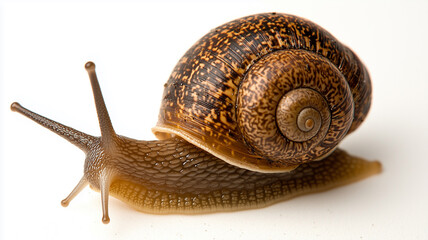  Snail Close-Up Isolated on White Background
