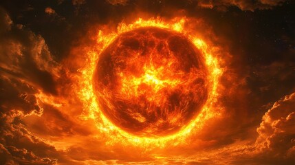 Fiery Planet in Cosmic Explosion Digital Art