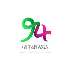 94 years anniversary celebrations logo concept