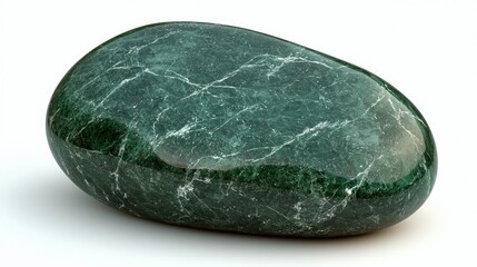 Polished green stone, isolated, white background, spa, wellness