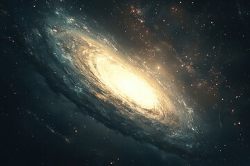 Fototapeta premium A Bright Spiral Galaxy in Deep Space