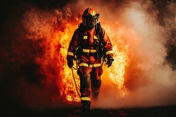 Naklejka premium Facing Danger: The Essential Skills of Firefighter Training