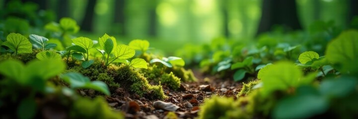 Sea buckthorn leaves and stems on the forest floor, foliage, botanical