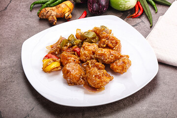 Chinese cuisine - prawn with chili sauce